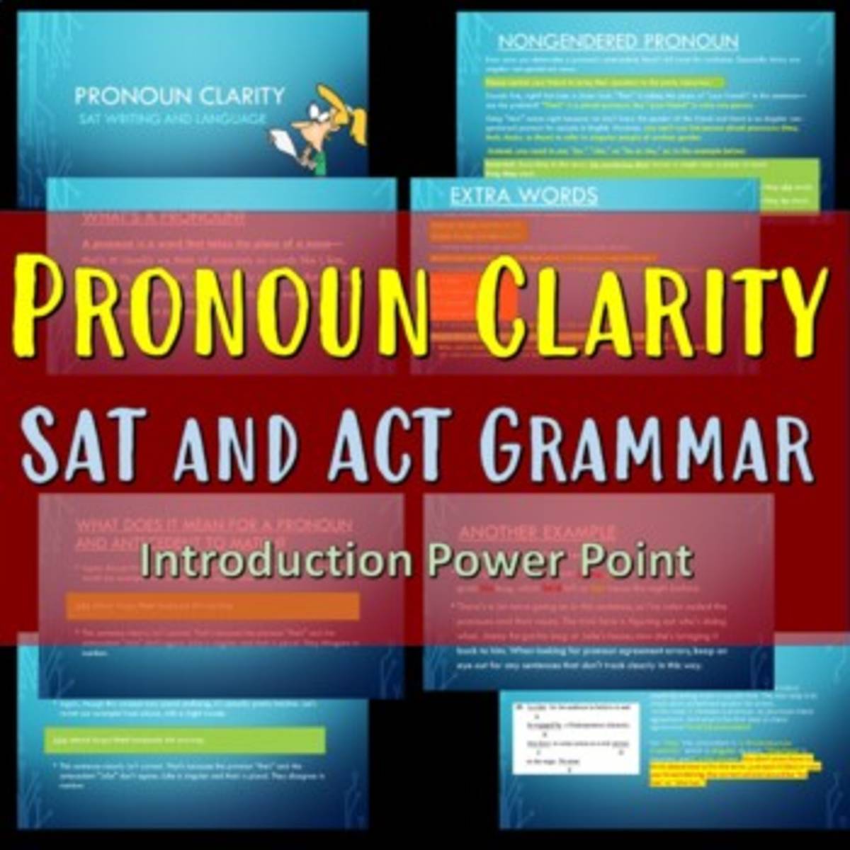 An educational teaching resource from Educate and Create entitled Pronoun Clarity: Sat Writing and Language Power Point downloadable at Teach Simple.