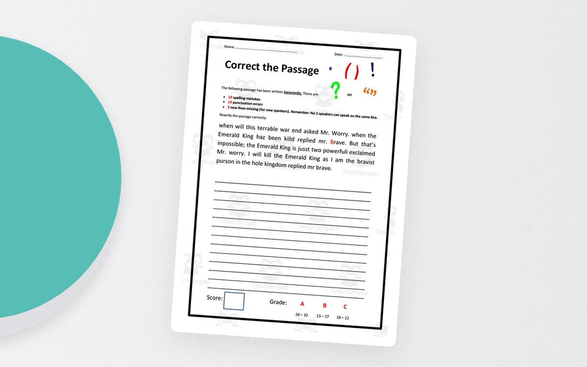 An educational teaching resource from Elementary Resources 4 U entitled Proofreading Worksheet 2 downloadable at Teach Simple.