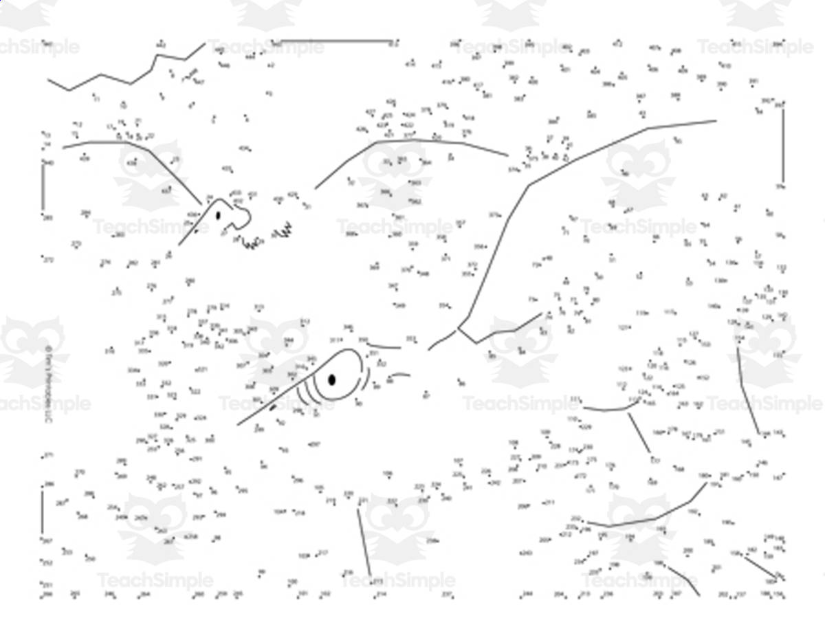 An educational teaching resource from Tim's Printables entitled Pterodactyl Dinosaur Extreme Difficulty Dot-to-Dot / Connect the Dots downloadable at Teach Simple.