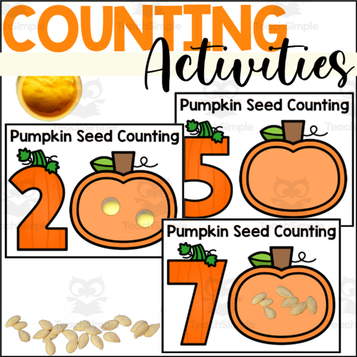 An educational teaching resource from The Connett Connection entitled Pumpkin Counting to 10 Fine Motor Cards downloadable at Teach Simple.