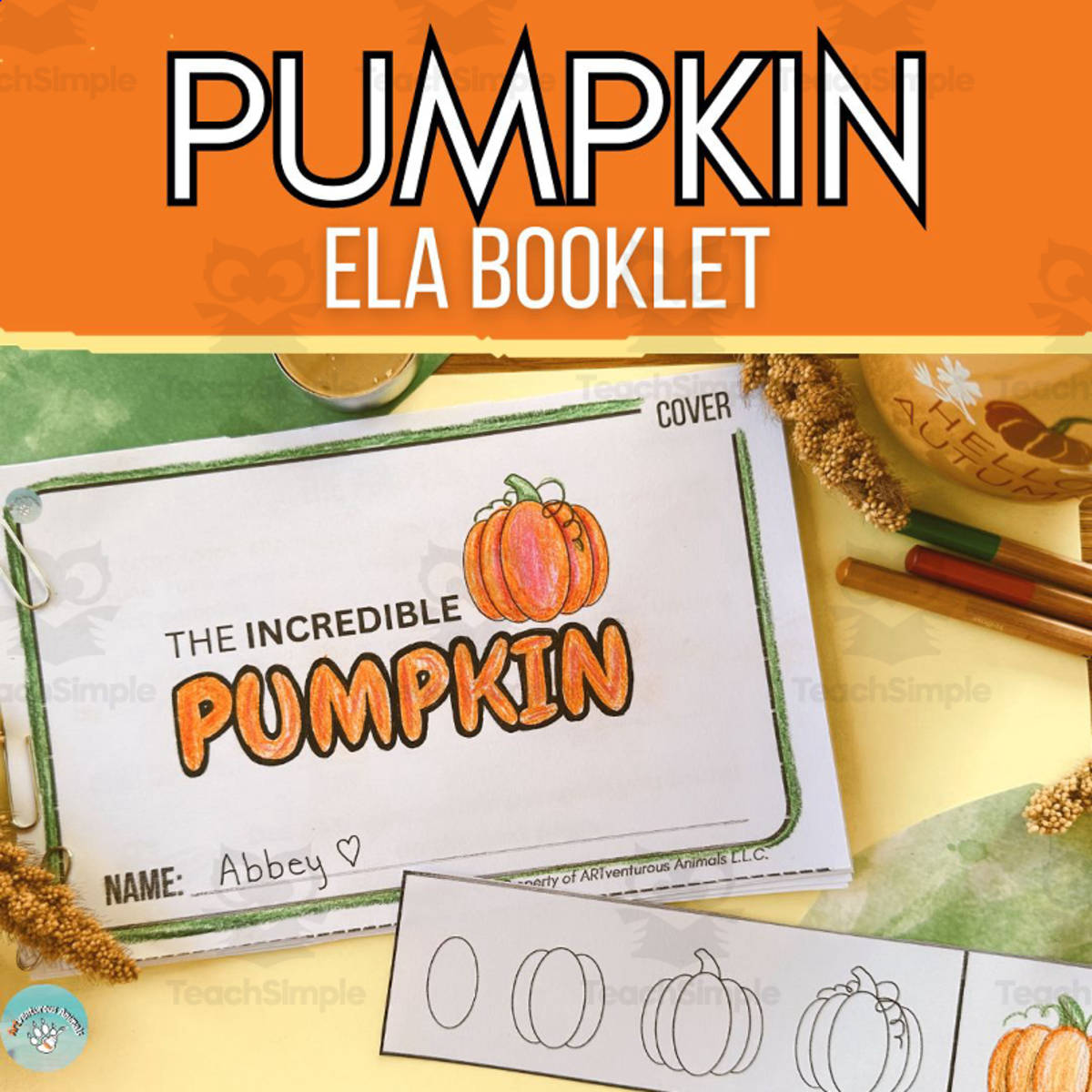 An educational teaching resource from ARTventurousanimals entitled Pumpkin Creative Writing Booklet - Fall Reading & Writing Activity downloadable at Teach Simple.