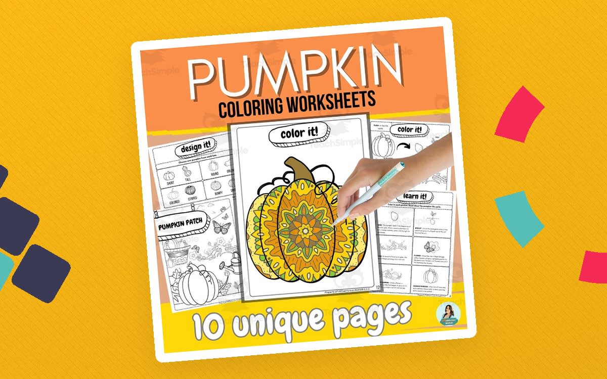 An educational teaching resource from ARTventurousanimals entitled Pumpkin Life Cycle Coloring Pages and Activities downloadable at Teach Simple.