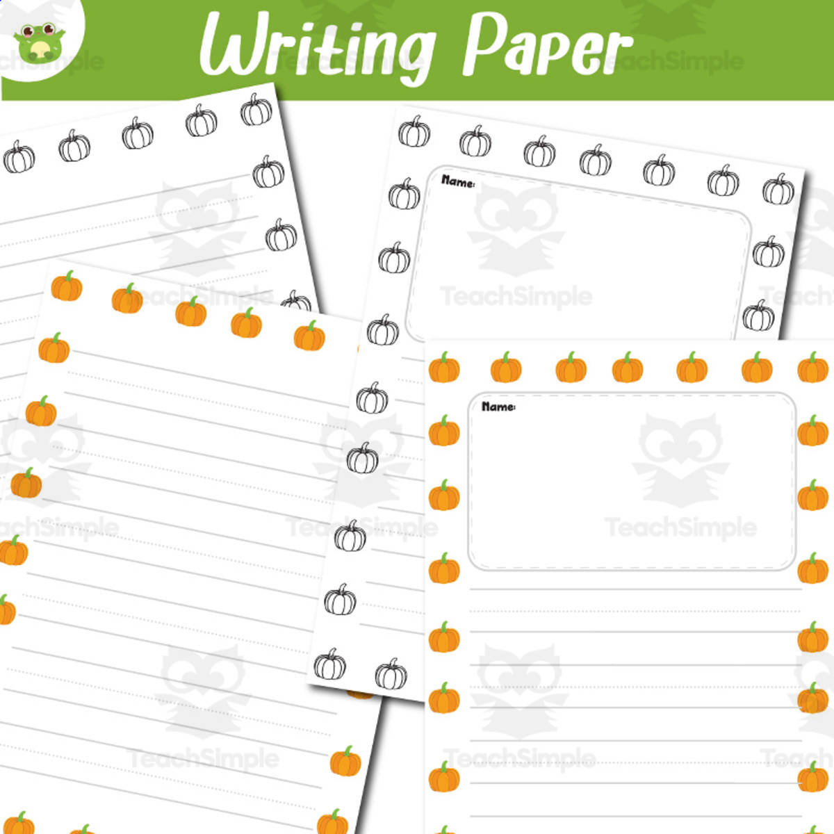 An educational teaching resource from EasyHop entitled Pumpkin Writing & Prewriting Paper Set | 8 Pages | Seasonal Classroom downloadable at Teach Simple.