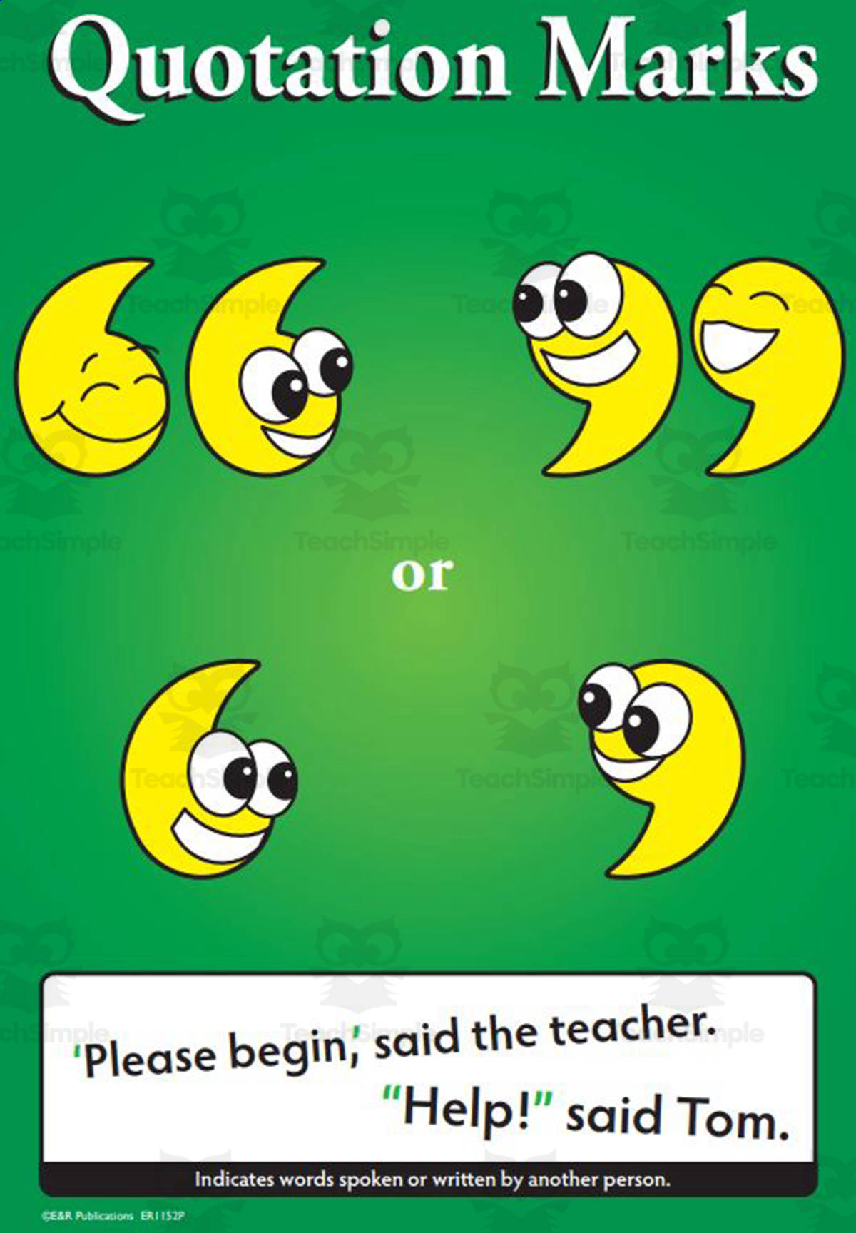 An educational teaching resource from E & R Publications entitled Punctuation - 6 x A3 Posters PLUS 12 x Activity Sheets downloadable at Teach Simple.