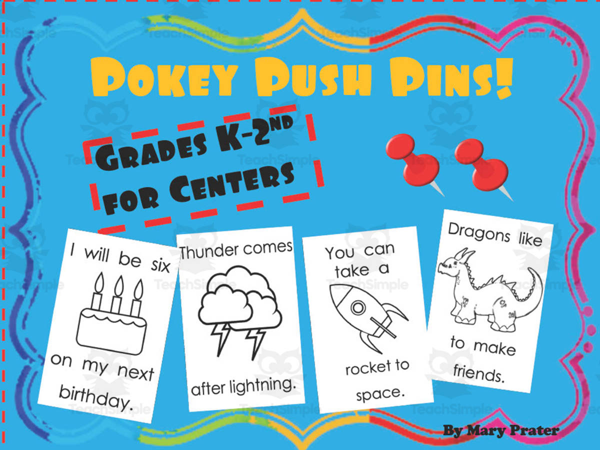 An educational teaching resource from The Kinder Lady entitled Push Pin Pictures Pack downloadable at Teach Simple.
