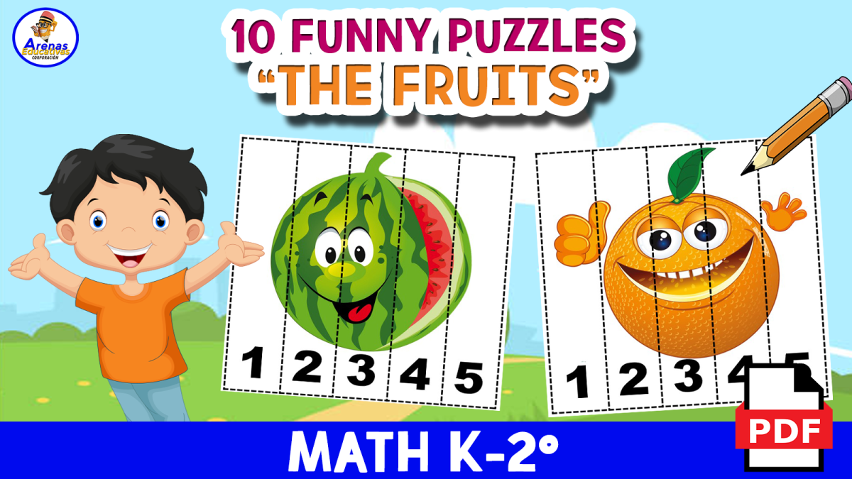 An educational teaching resource from EDITORIAL LAURA EDUCA entitled PUZZLES OF FRUITS - Numbers 1 to 5 downloadable at Teach Simple.