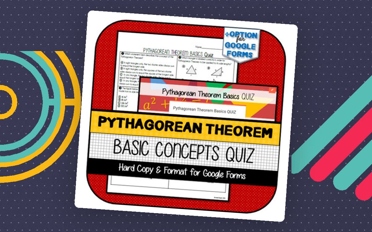 An educational teaching resource from The Math Cafe entitled Pythagorean Theorem Basics QUIZ downloadable at Teach Simple.