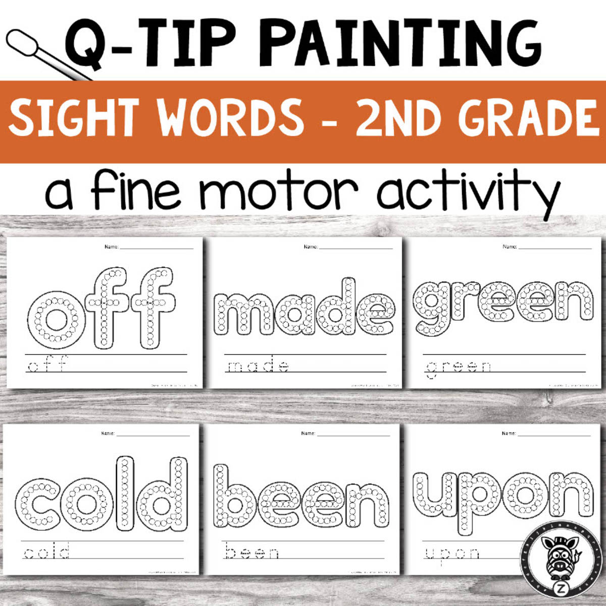 An educational teaching resource from Z is for Zebra entitled Q-tip Painting: sight words 2nd grade downloadable at Teach Simple.