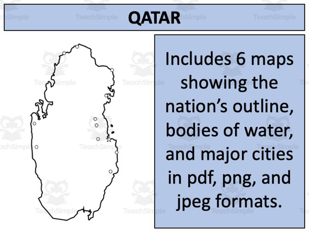 An educational teaching resource from Mr Gray History entitled Qatar Map Resources downloadable at Teach Simple.