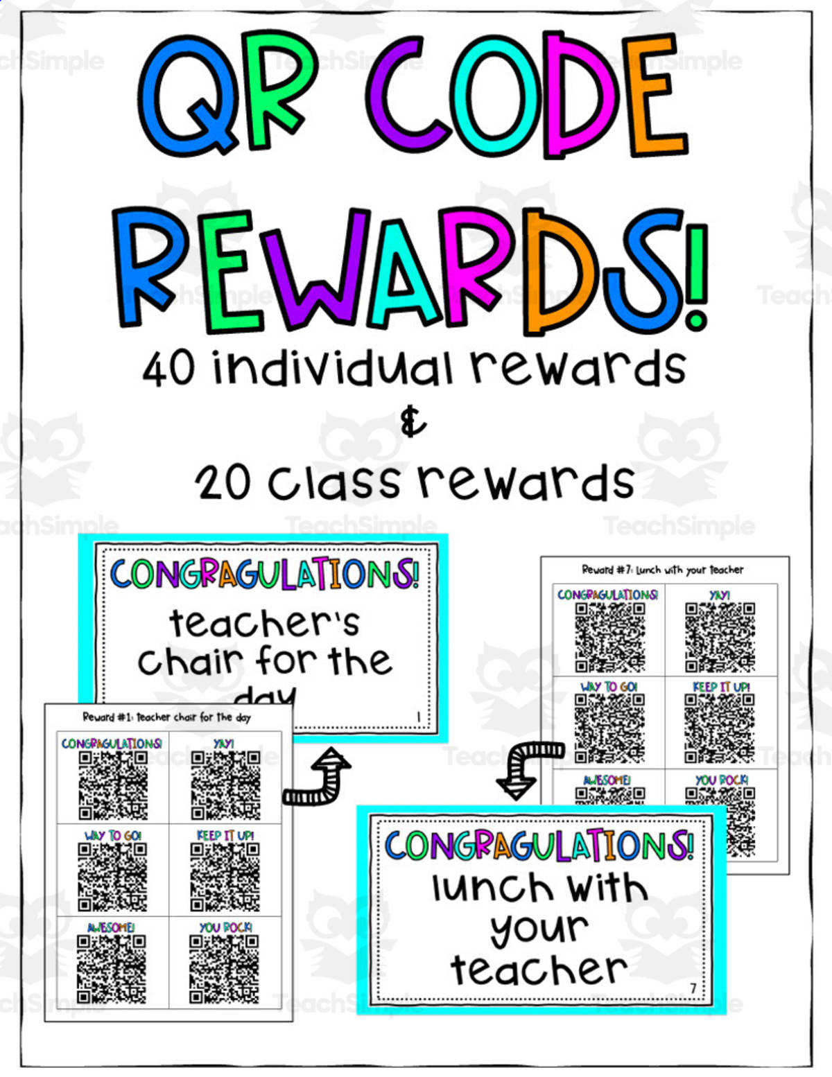 An educational teaching resource from Brook Creaser entitled QR Code Rewards downloadable at Teach Simple.