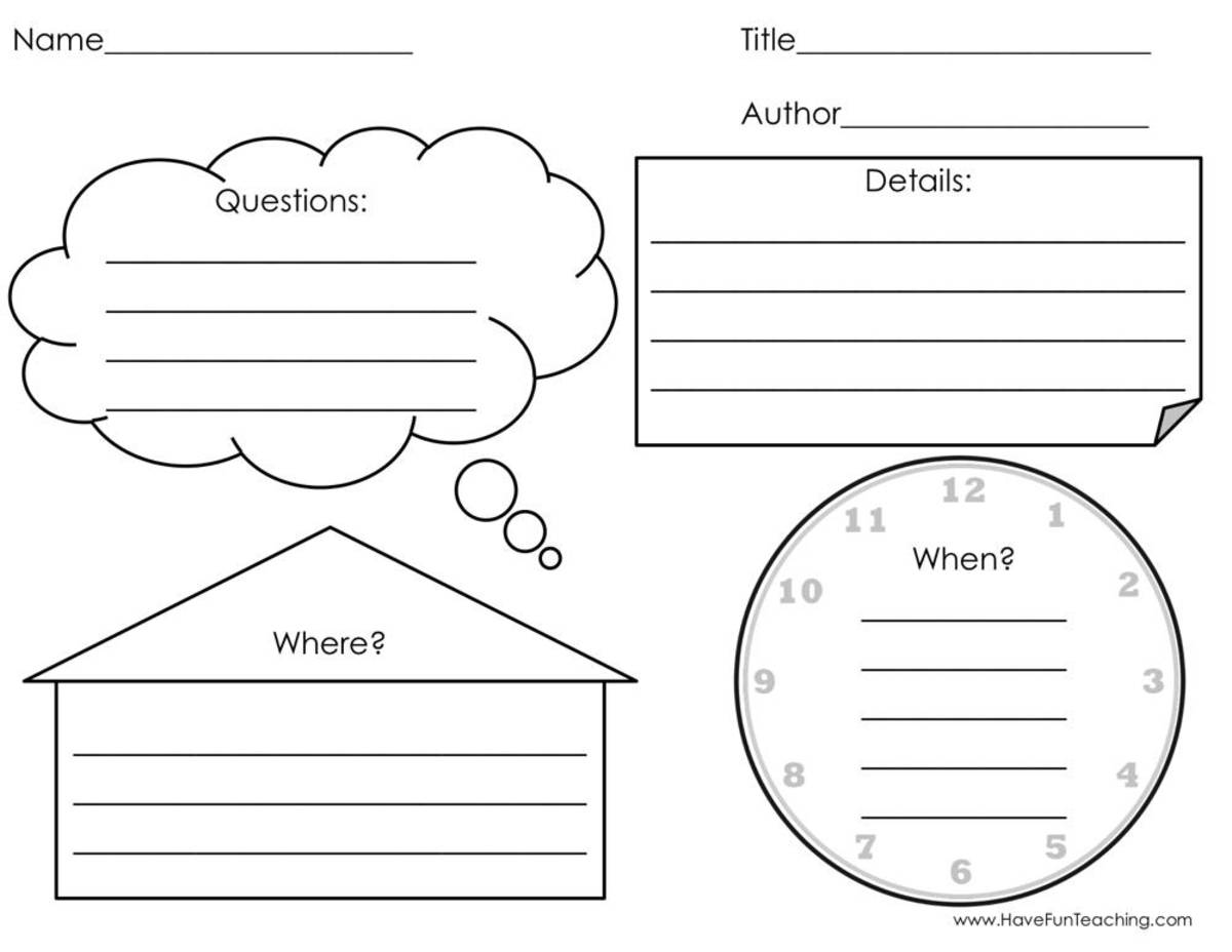 An educational teaching resource from Have Fun Teaching entitled Questions Details and Setting Graphic Organizer Worksheet downloadable at Teach Simple.