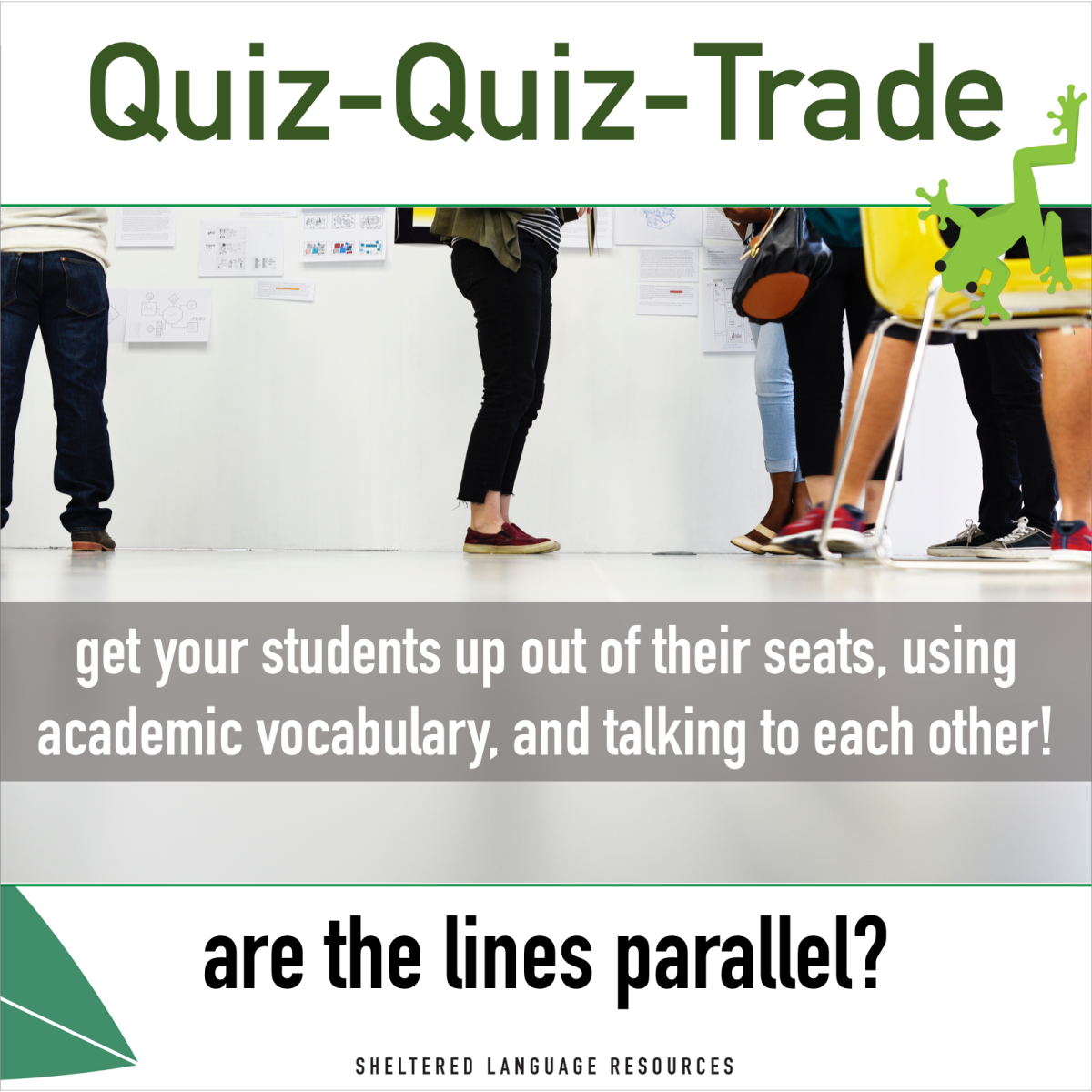 An educational teaching resource from Sheltered Language Resources entitled Quiz-Quiz-Trade Game: Systems of Equations Parallel Lines downloadable at Teach Simple.