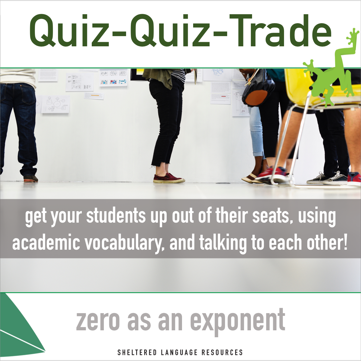 An educational teaching resource from Sheltered Language Resources entitled Quiz-Quiz-Trade Game: Zero Exponent Law downloadable at Teach Simple.