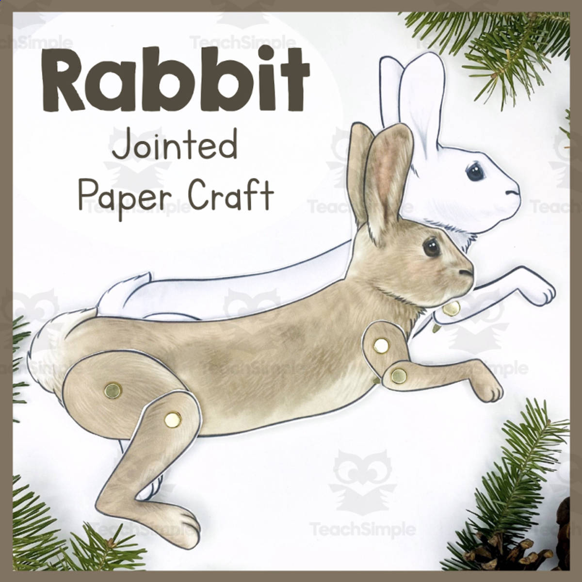 An educational teaching resource from Simply Schoolgirl entitled Rabbit Jointed Paper Craft – Articulated Bunny Art downloadable at Teach Simple.