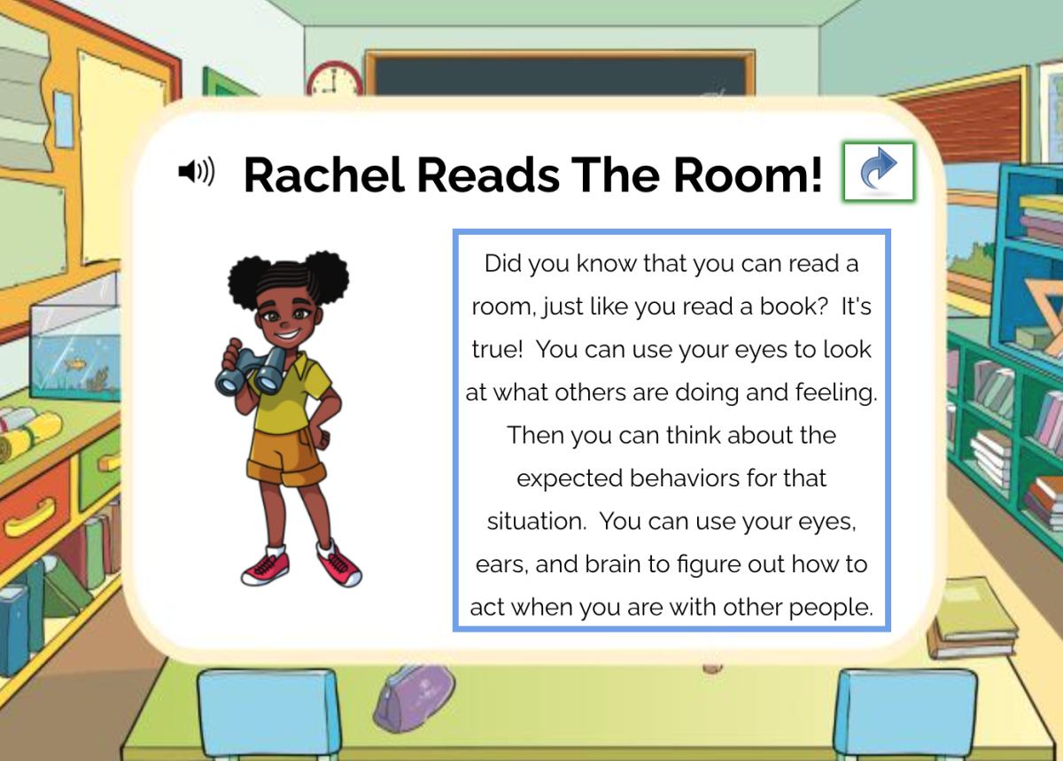 An educational teaching resource from Jennifer Moyer Taylor entitled Rachel Reads The Room-Boom Cards With Audio downloadable at Teach Simple.