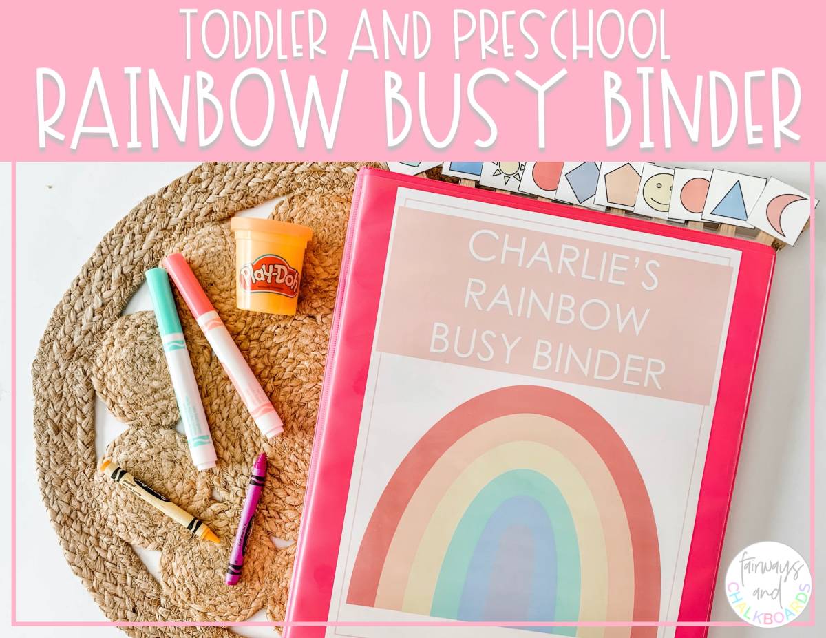 An educational teaching resource from Fairways and Chalkboards entitled Rainbow Busy Binder | Preschool Learning Activities downloadable at Teach Simple.