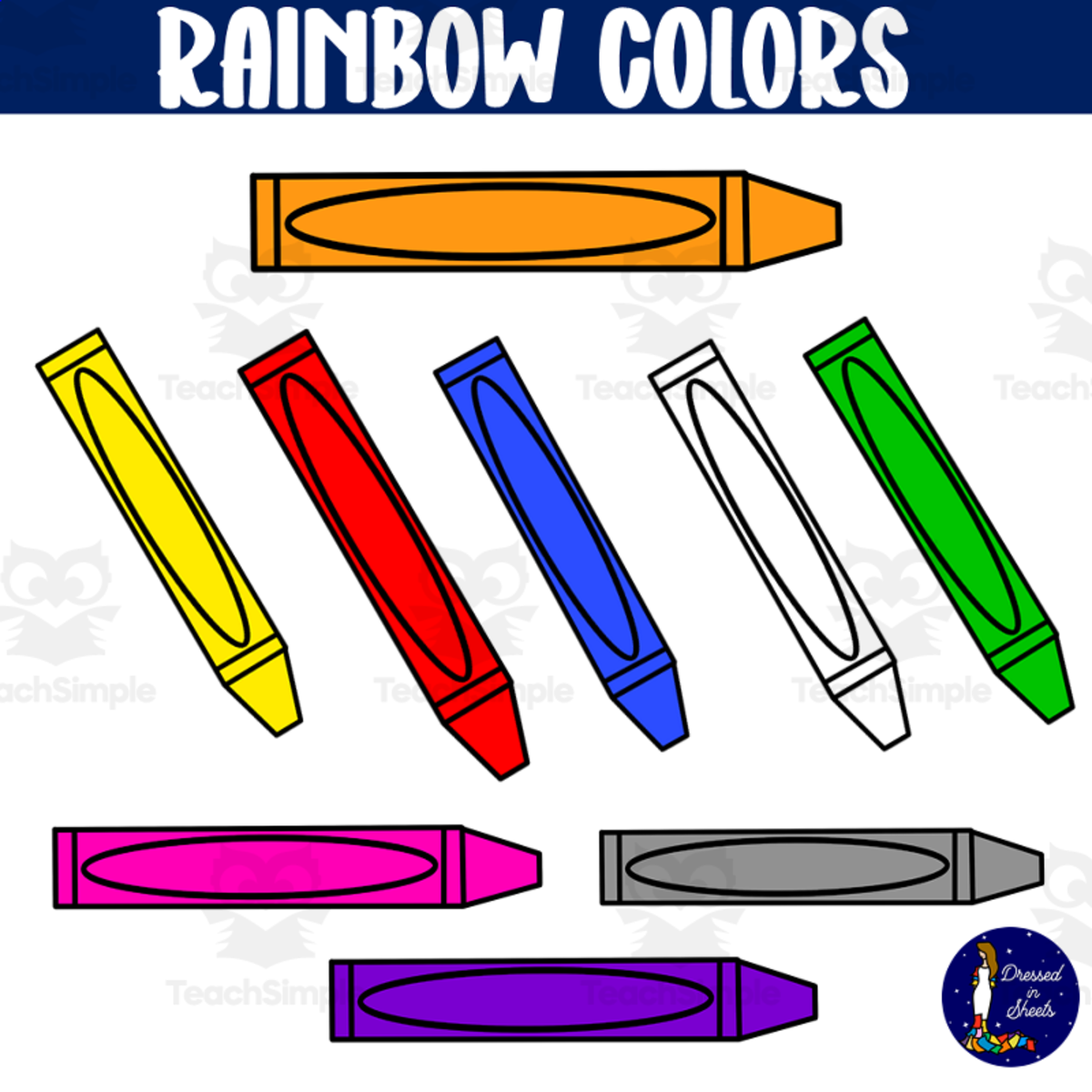 An educational teaching resource from Soumara Siddiqui entitled Rainbow Colors Clip Art downloadable at Teach Simple.