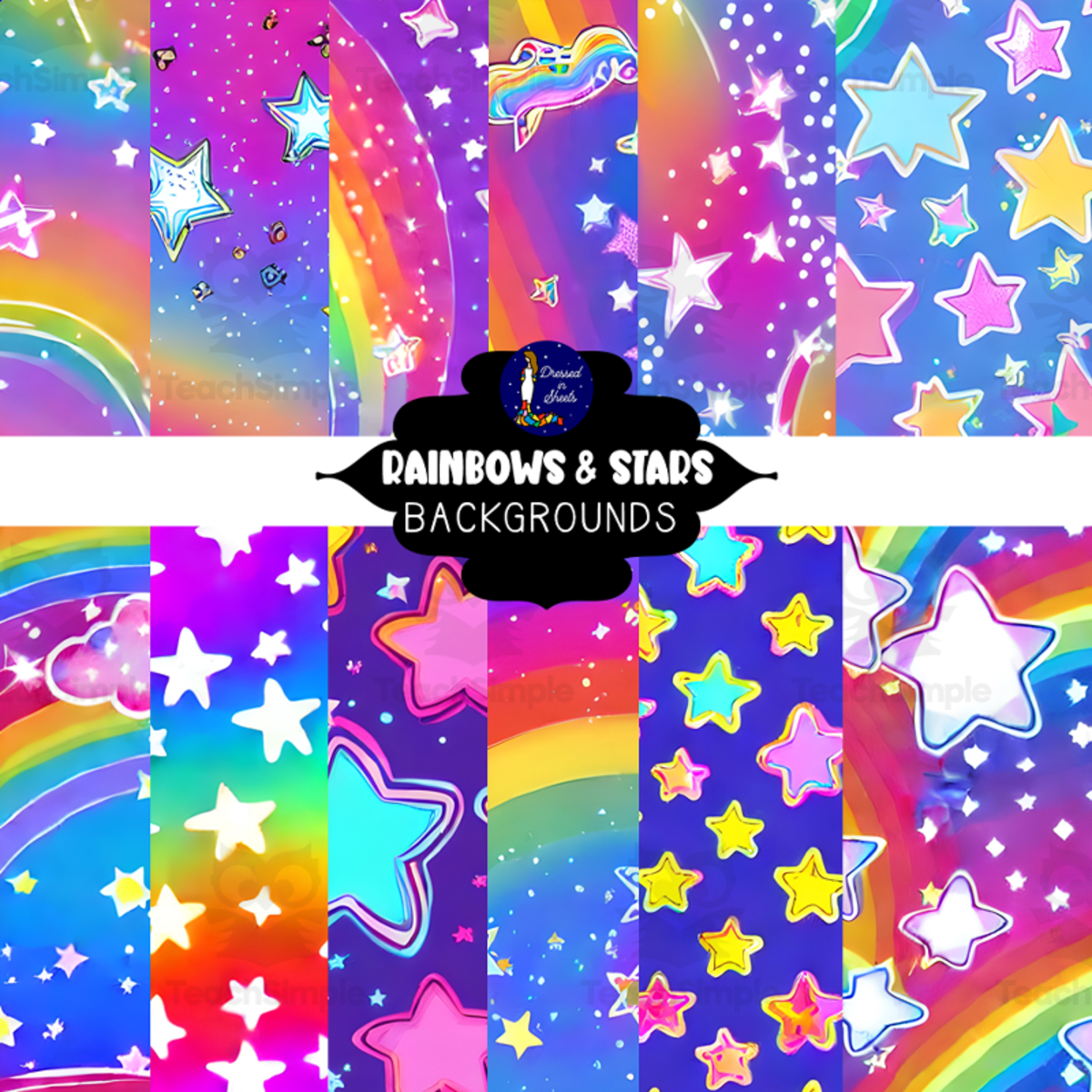 An educational teaching resource from Soumara Siddiqui entitled Rainbows and Stars Backgrounds downloadable at Teach Simple.