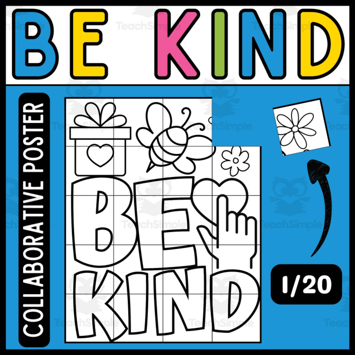 An educational teaching resource from Wonderland School entitled Random Acts of Kindness – Be Kind Coloring Poster downloadable at Teach Simple.