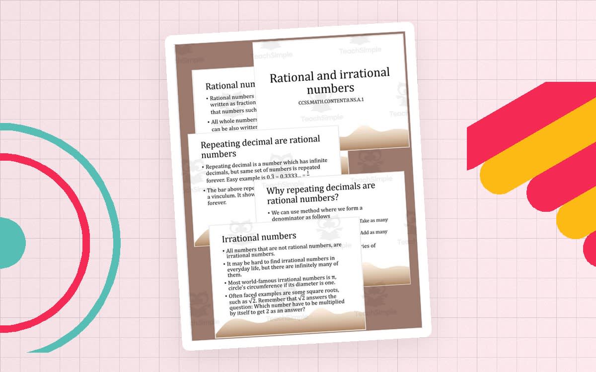 An educational teaching resource from TheBrightestKid entitled Rational and Irrational Numbers Editable PowerPoint 8.NS.A.1 downloadable at Teach Simple.