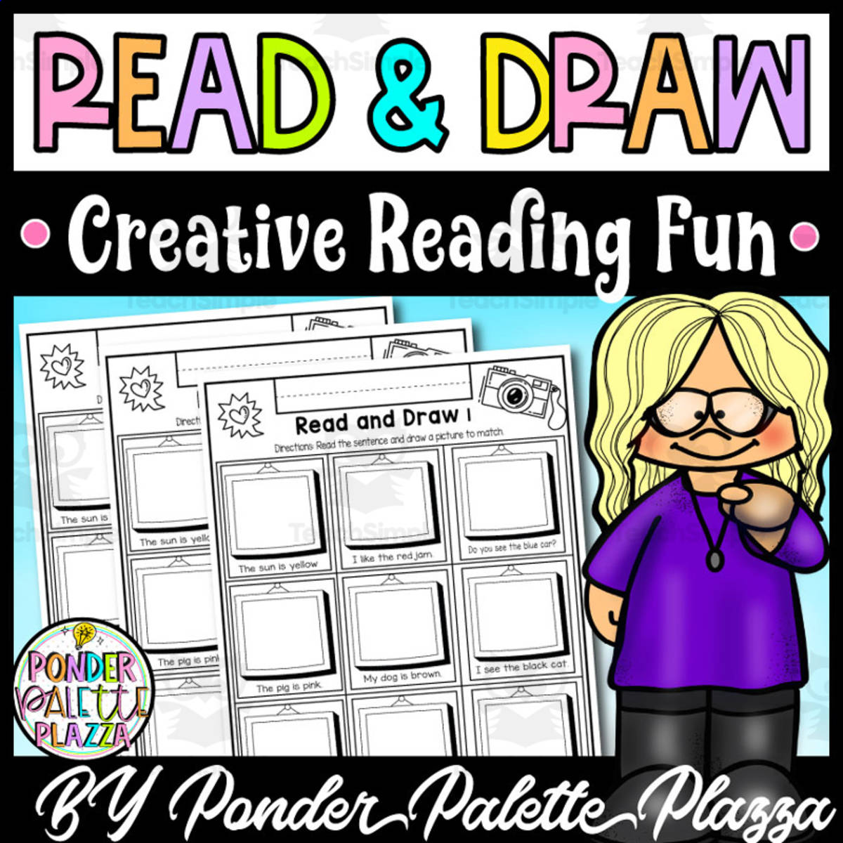 An educational teaching resource from Ponder Palette Plazza entitled Read and Draw Activity - Literacy and Art downloadable at Teach Simple.