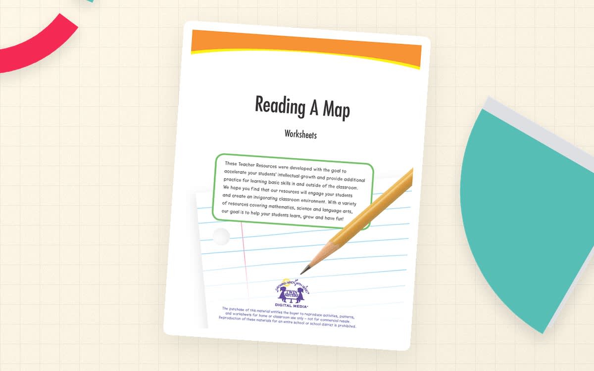 An educational teaching resource from Twin Sisters Digital Media entitled Reading a Map Worksheets – Social Studies Practice downloadable at Teach Simple.