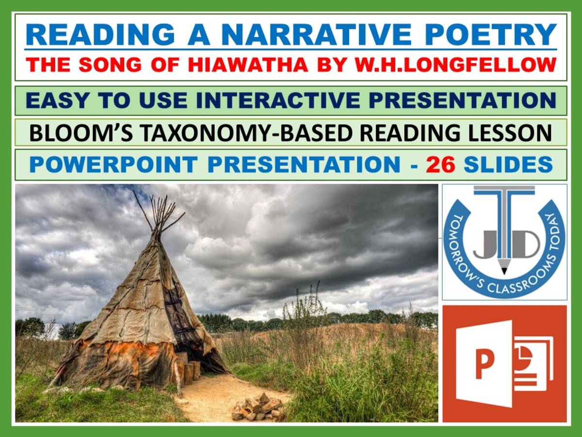 An educational teaching resource from John Dsouza entitled READING A NARRATIVE POETRY: THE SONG OF HIAWATHA - POWERPOINT PRESENTATION downloadable at Teach Simple.