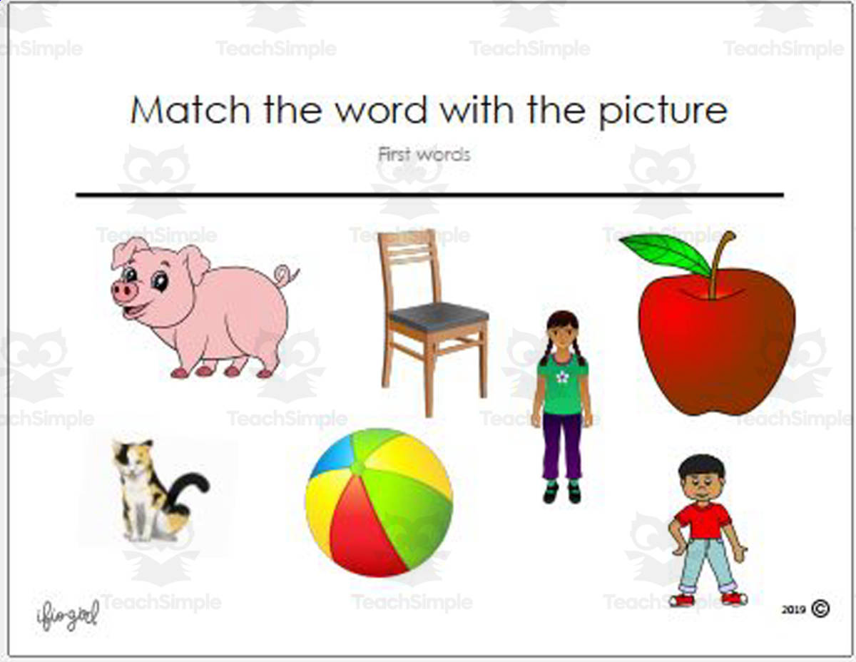 An educational teaching resource from IFIO girl - I'll Figure It Out entitled Reading Activity: Match Word to Picture downloadable at Teach Simple.