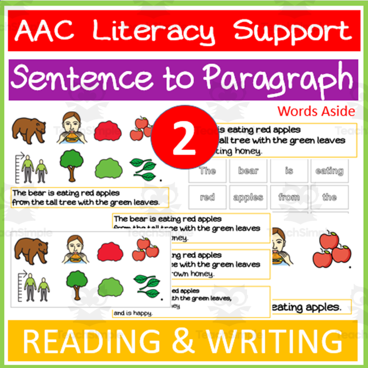 An educational teaching resource from WORDS ASIDE entitled READING and WRITING |2|: Sentence to Paragraph downloadable at Teach Simple.