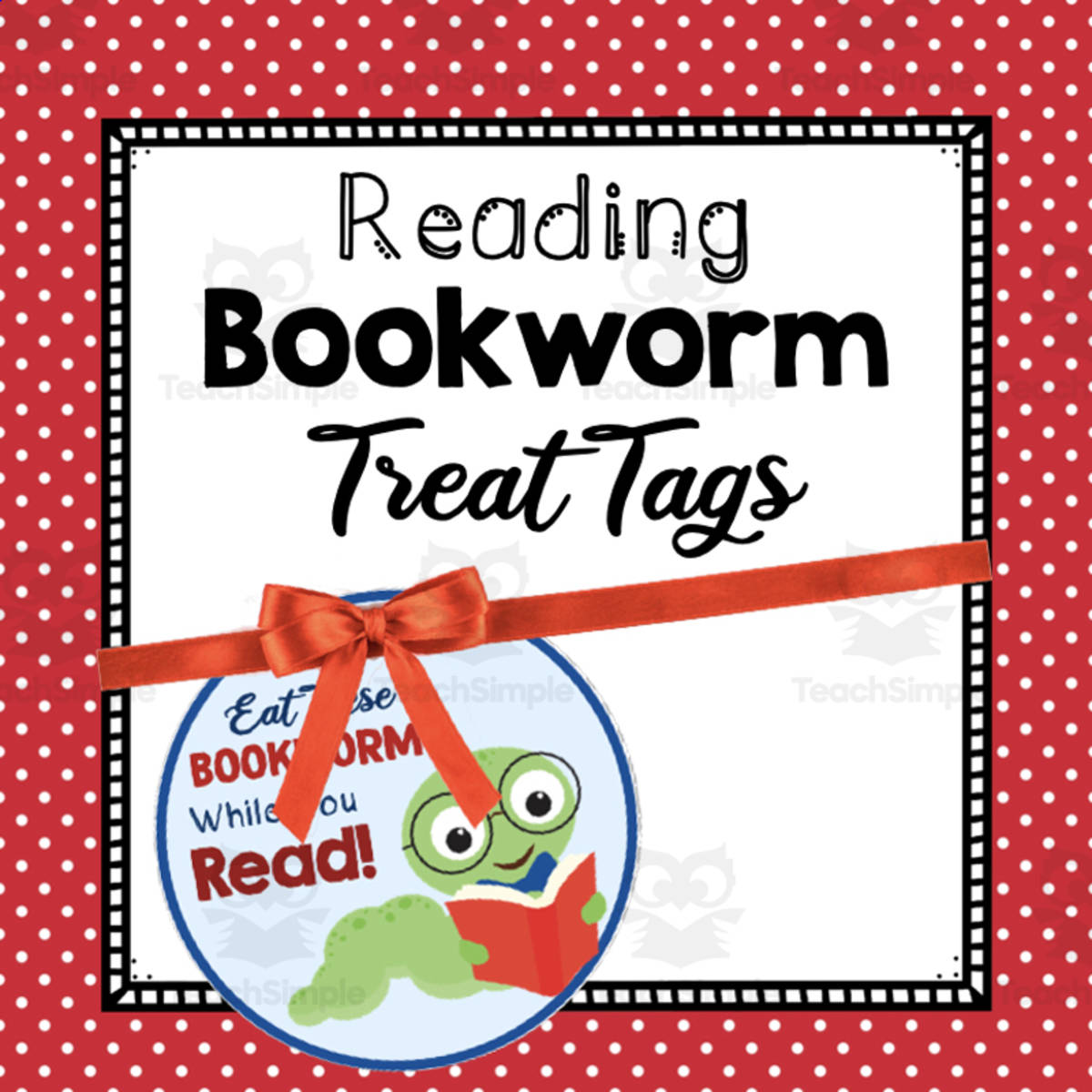 An educational teaching resource from Simply Schoolgirl entitled Reading Bookworm Treat Tags downloadable at Teach Simple.