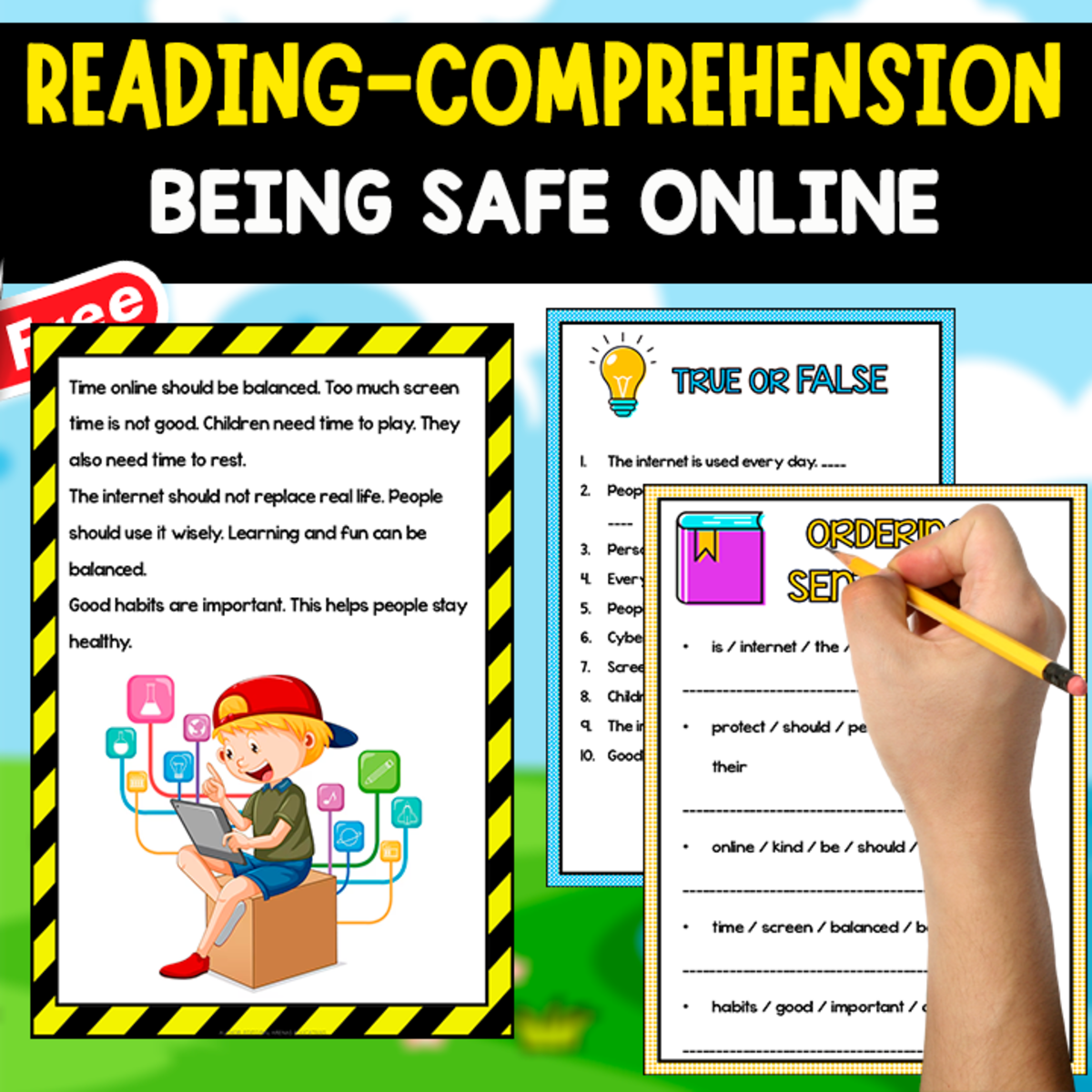 An educational teaching resource from EDITORIAL LAURA EDUCA entitled READING-COMPREHENSION | 20 PAGES | BEING SAFE ONLINE downloadable at Teach Simple.