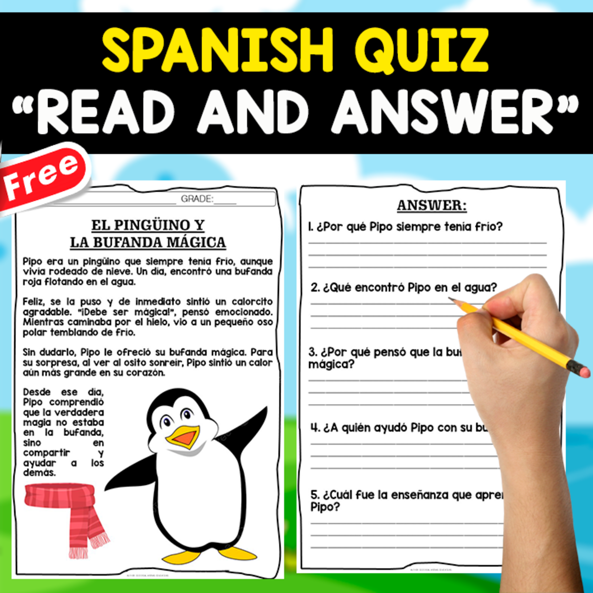 An educational teaching resource from EDITORIAL LAURA EDUCA entitled READING COMPREHENSION IN SPANISH | EL PINGUINO downloadable at Teach Simple.