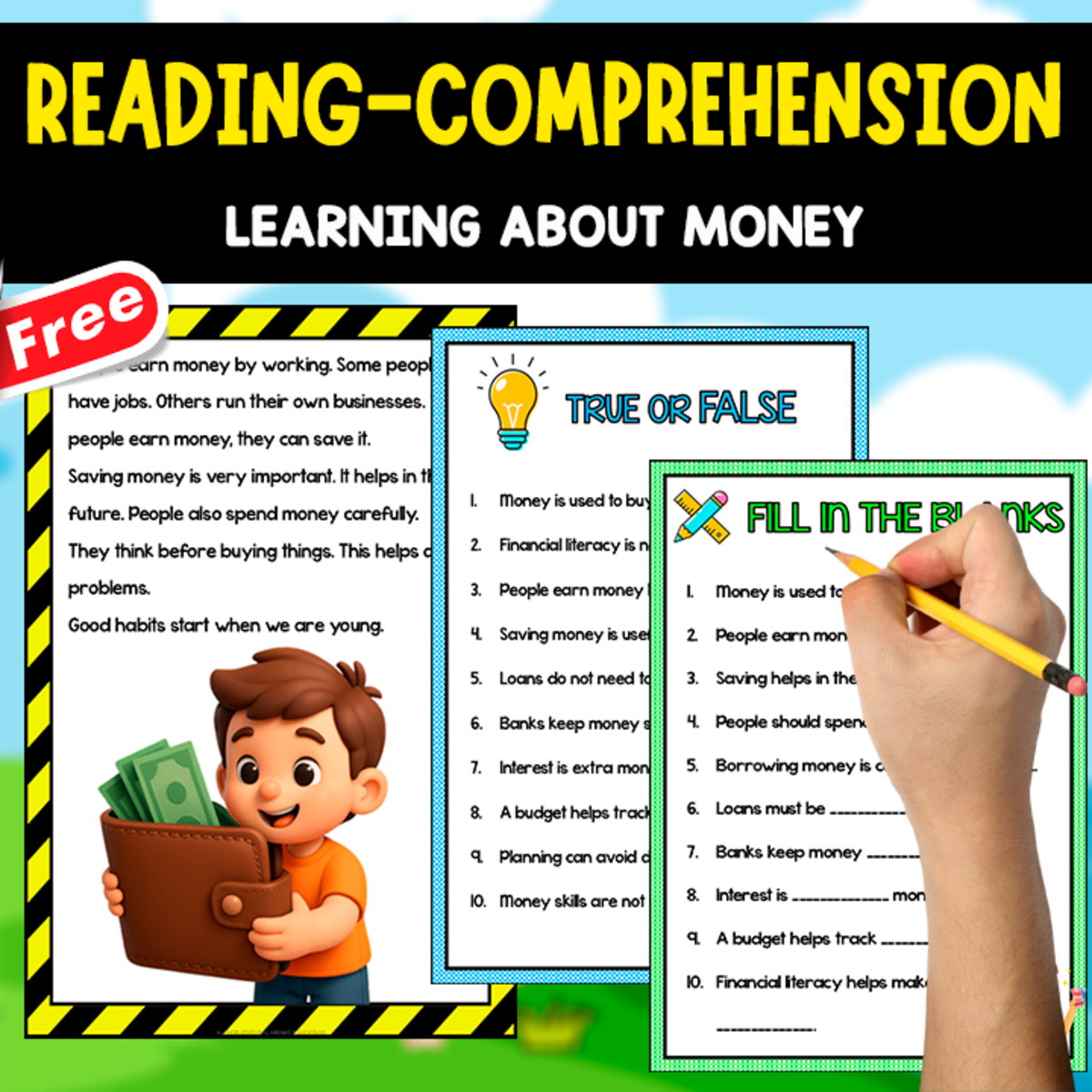 An educational teaching resource from EDITORIAL LAURA EDUCA entitled READING-COMPREHENSION | LEARNING ABOUT MONEY | 25 PAGES downloadable at Teach Simple.