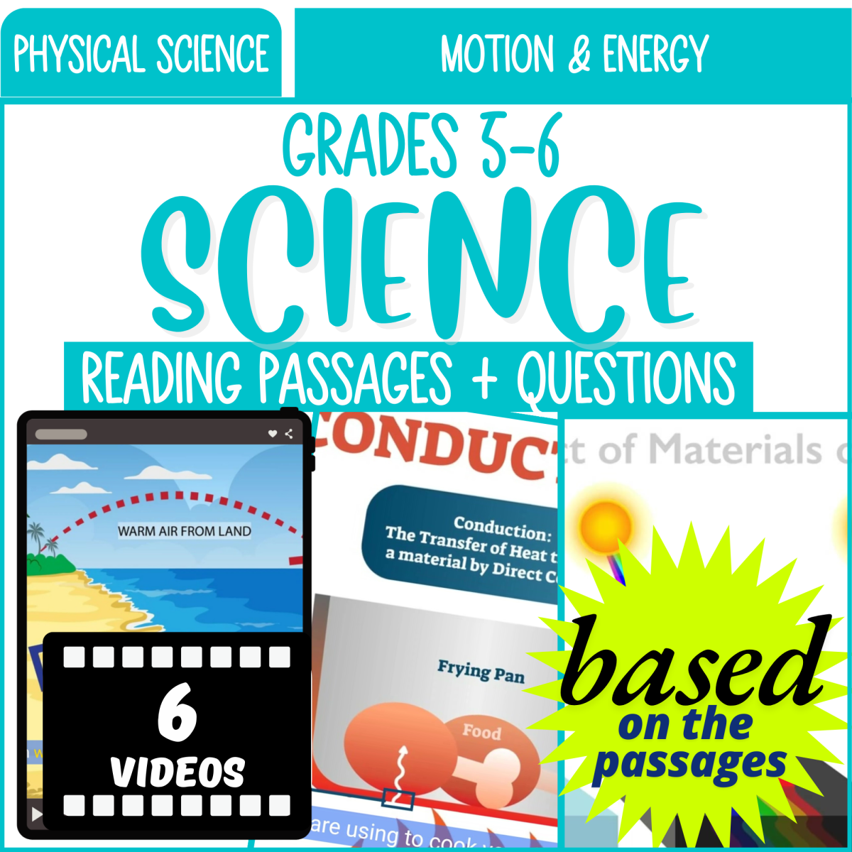 An educational teaching resource from Cored Education entitled Reading Comprehension on Motion and Energy (Videos) downloadable at Teach Simple.