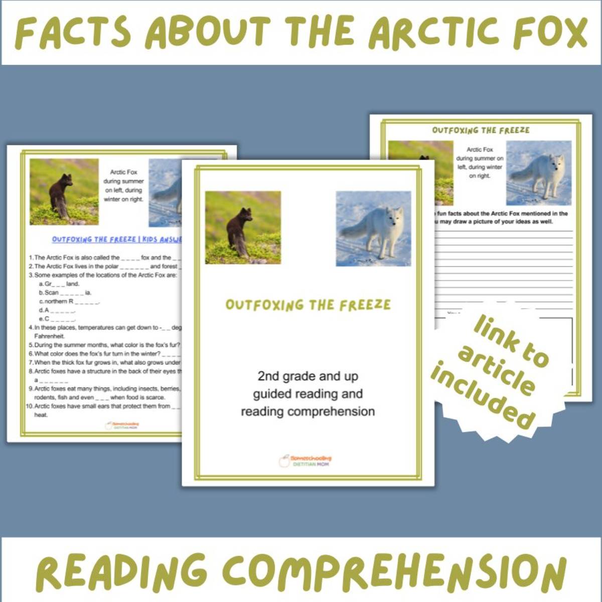 An educational teaching resource from Homeschooling Dietitian Mom entitled Reading Comprehension - "Outfoxing the Freeze" Article downloadable at Teach Simple.