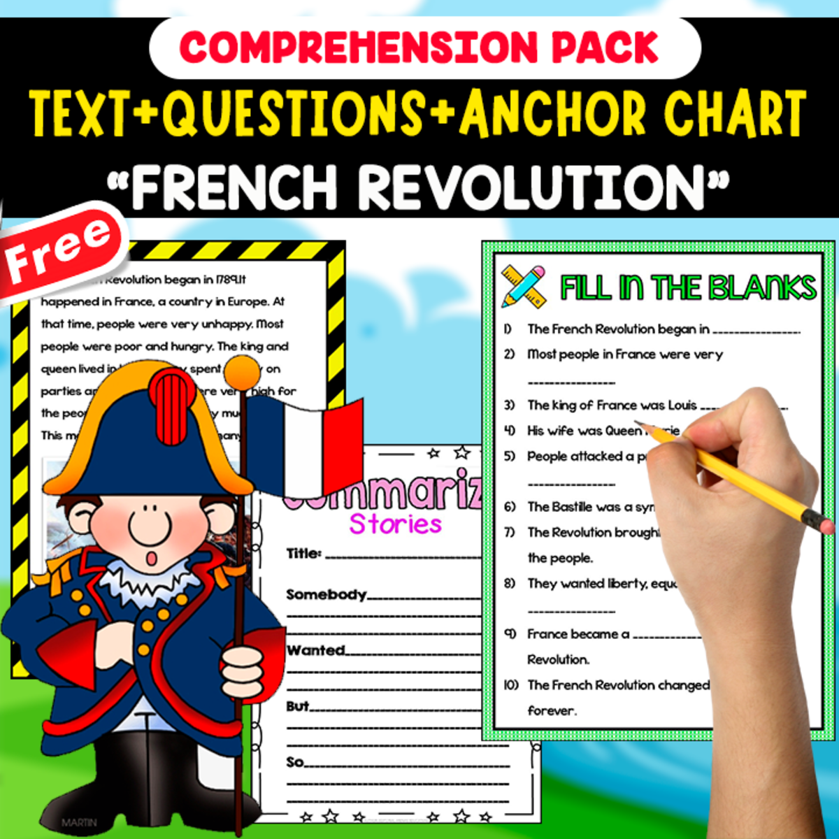 An educational teaching resource from EDITORIAL LAURA EDUCA entitled READING-COMPREHENSION PACK | FRENCH REVOLUTION | 20 FREE PAGES downloadable at Teach Simple.