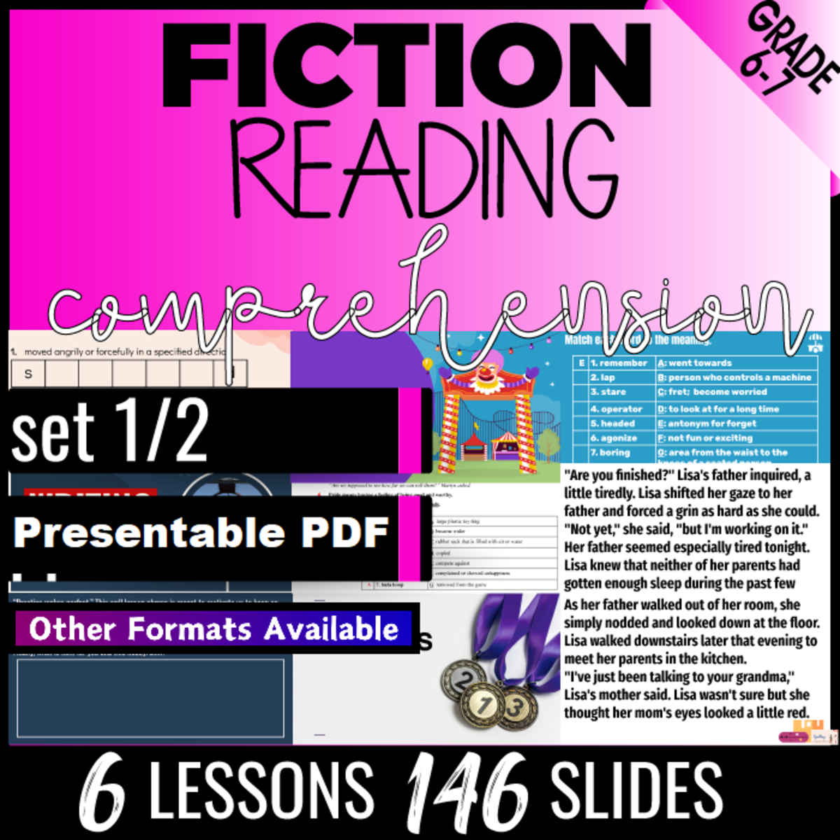 An educational teaching resource from Cored Education entitled Reading Comprehension Passages Fiction Set 1 (Presentable PDF) downloadable at Teach Simple.