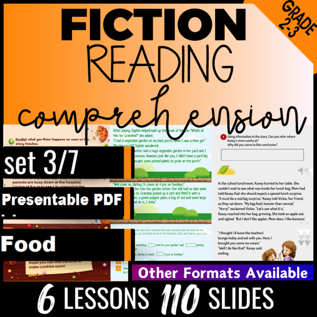 An educational teaching resource from Cored Education entitled Reading Comprehension Passages Fiction Set 3 - Food Presentable PDF downloadable at Teach Simple.