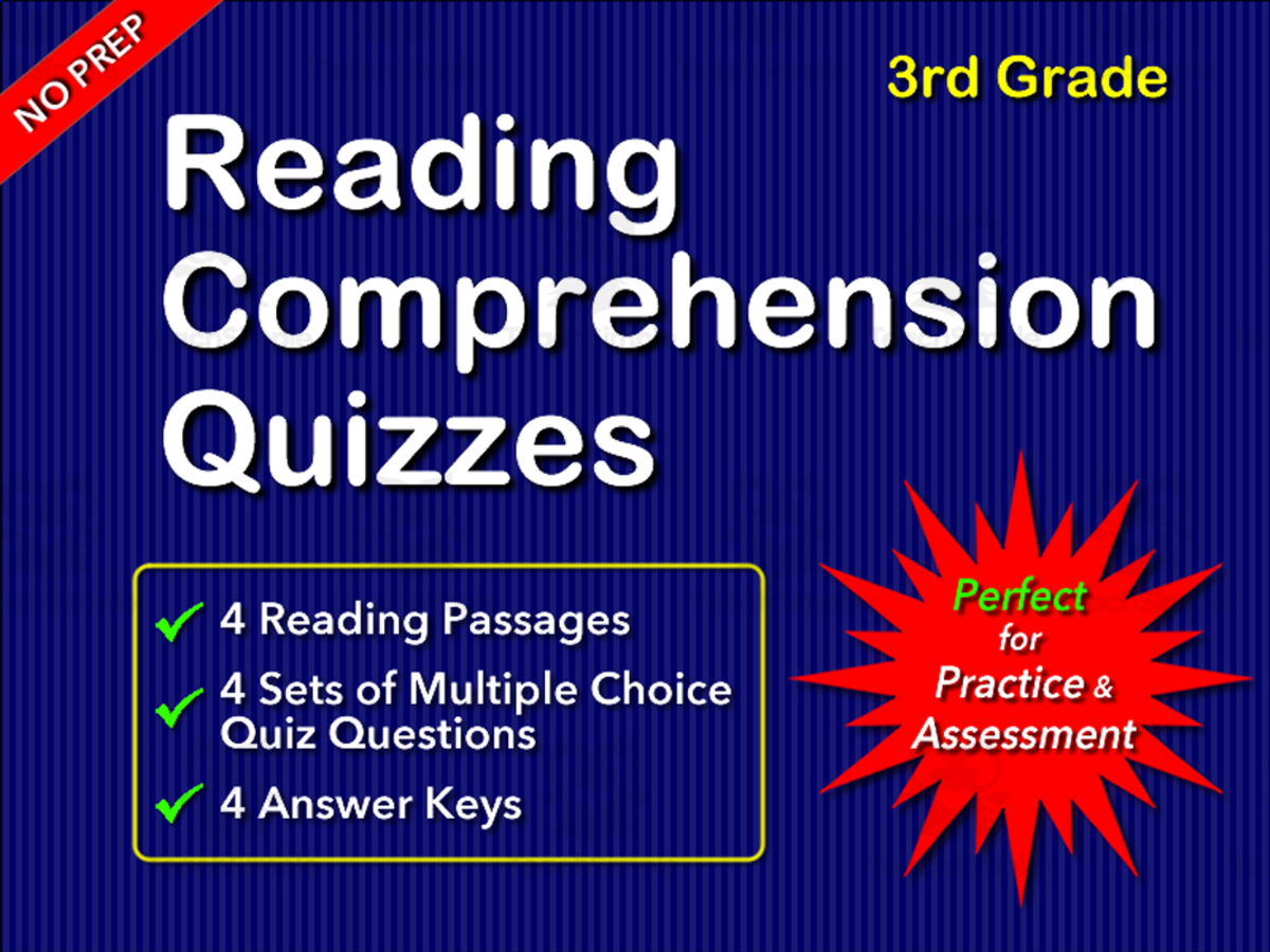 An educational teaching resource from WorksheetsPlus entitled Reading Comprehension Quizzes for Grade 3 downloadable at Teach Simple.