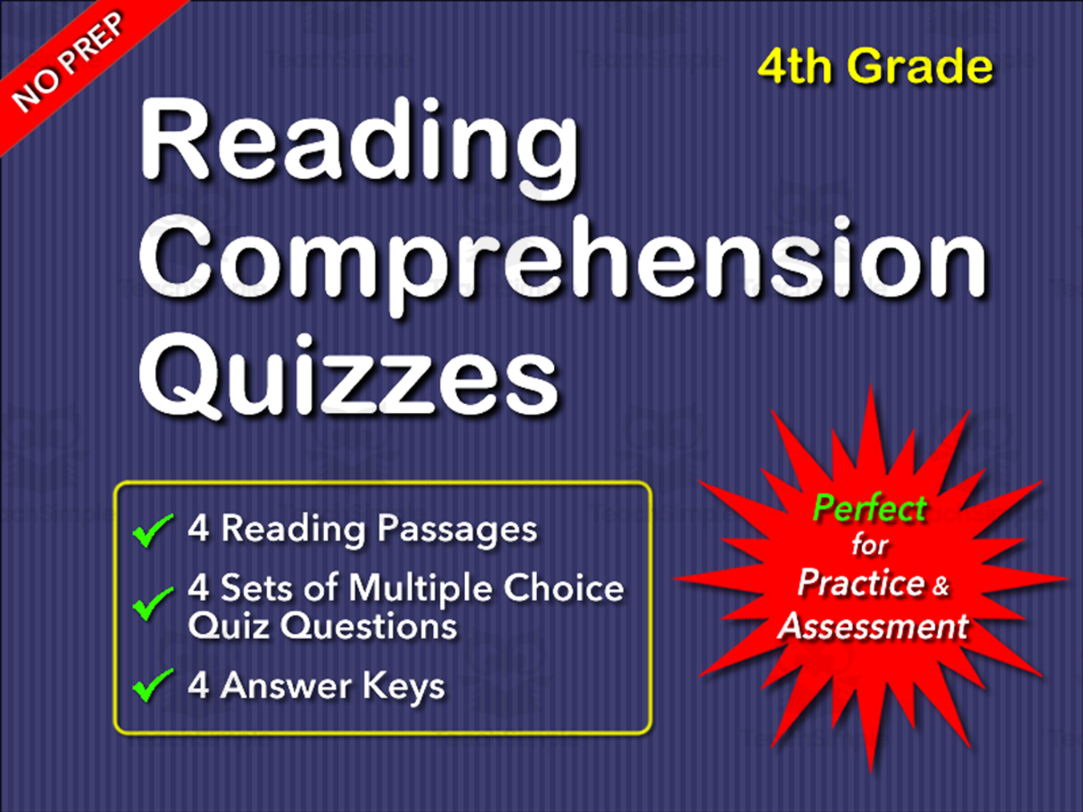 An educational teaching resource from WorksheetsPlus entitled Reading Comprehension Quizzes for Grade 4 downloadable at Teach Simple.