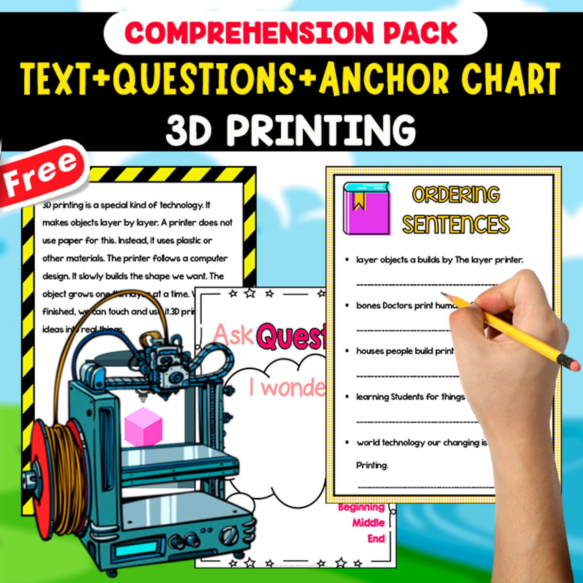 An educational teaching resource from EDITORIAL LAURA EDUCA entitled READING-COMPREHENSION TEXT | 3D PRINTING | 20 FREE PAGES downloadable at Teach Simple.