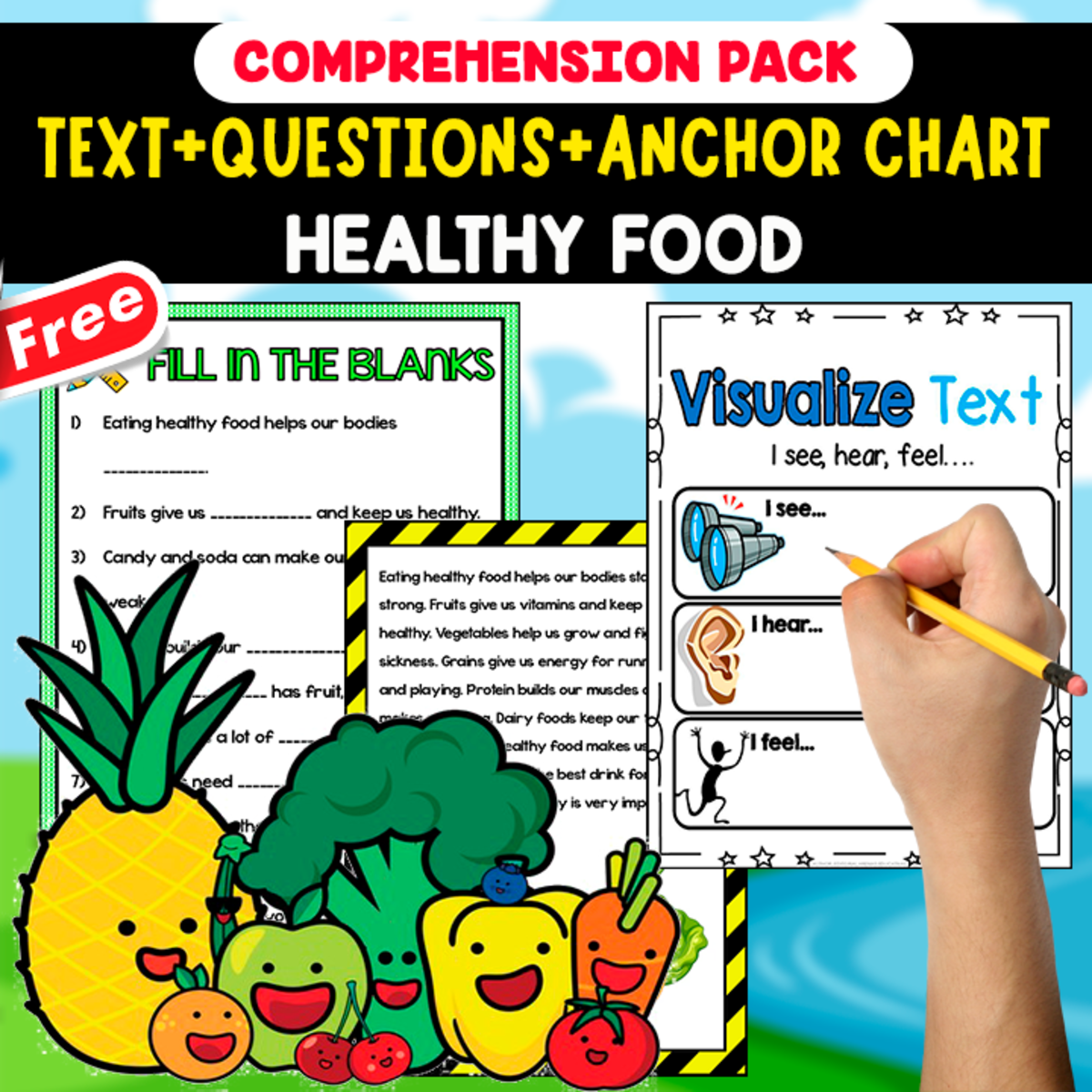 An educational teaching resource from EDITORIAL LAURA EDUCA entitled READING-COMPREHENSION TEXT | HEALTHY FOOD | 20 FREE PAGES downloadable at Teach Simple.