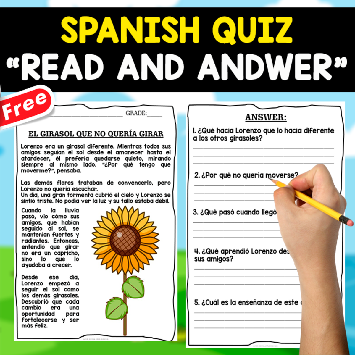 An educational teaching resource from EDITORIAL LAURA EDUCA entitled READING COMPREHENSION TEXT IN SPANISH | EL GIRASOL downloadable at Teach Simple.