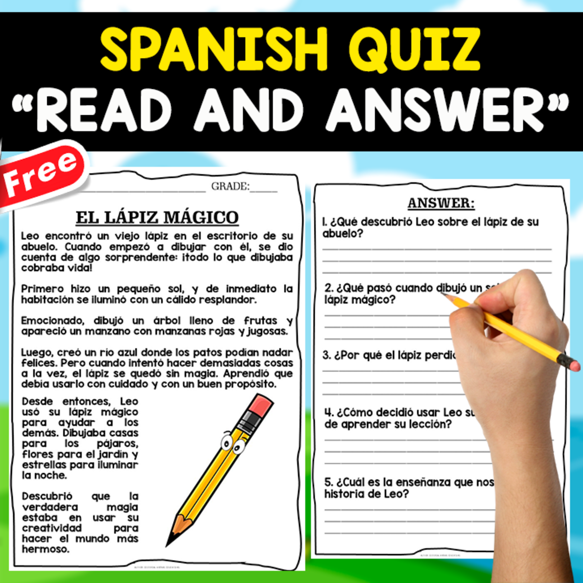 An educational teaching resource from EDITORIAL LAURA EDUCA entitled READING COMPREHENSION TEXT IN SPANISH | EL LÁPIZ MÁGICO downloadable at Teach Simple.