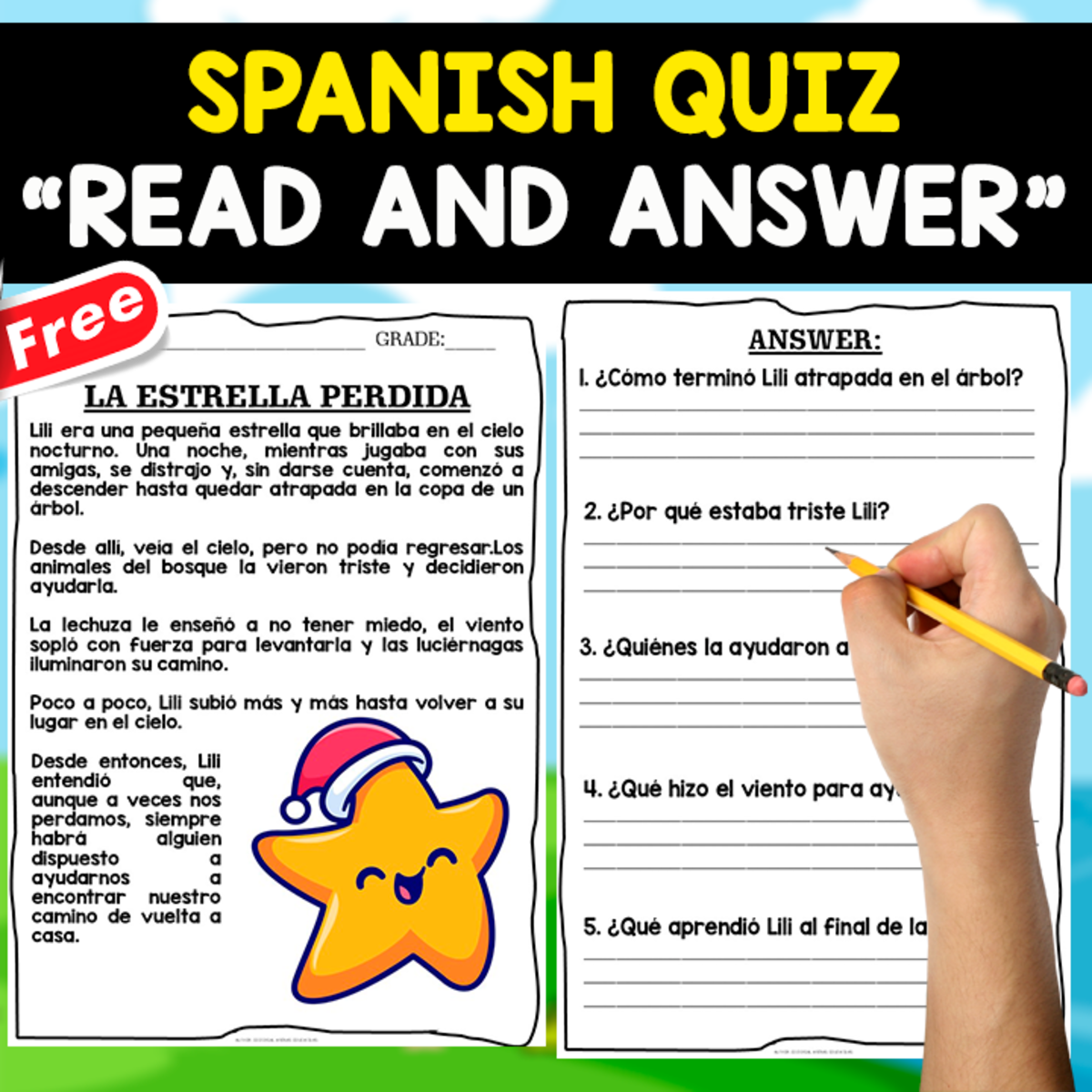An educational teaching resource from EDITORIAL LAURA EDUCA entitled READING COMPREHENSION TEXT IN SPANISH | LA ESTRELLA PERDIDA downloadable at Teach Simple.