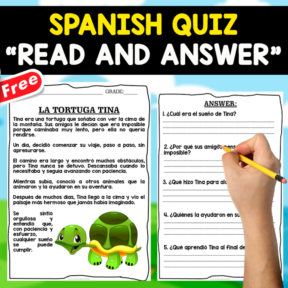 An educational teaching resource from EDITORIAL LAURA EDUCA entitled READING COMPREHENSION TEXT IN SPANISH | TINA LA TORTUGA downloadable at Teach Simple.