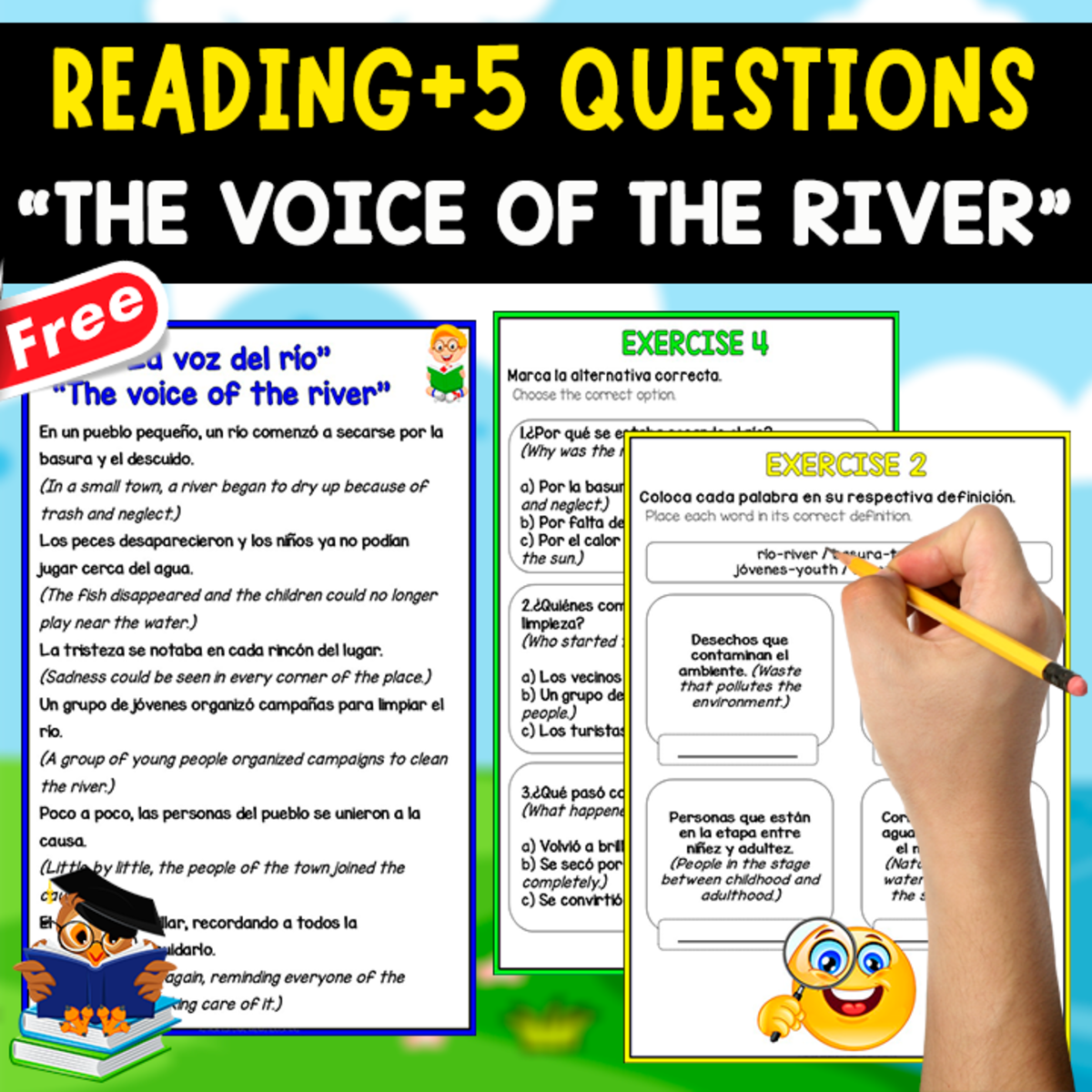 An educational teaching resource from EDITORIAL LAURA EDUCA entitled READING COMPREHENSION TEXT | THE VOICE OF THE RIVER downloadable at Teach Simple.