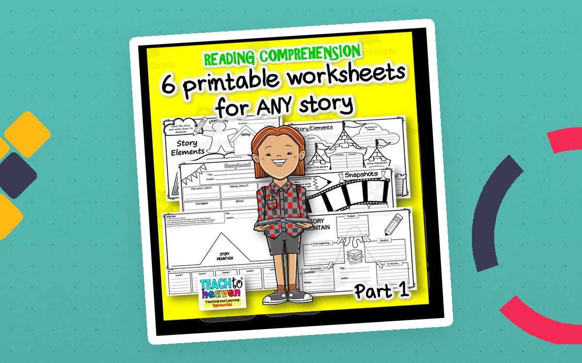 An educational teaching resource from Teach To Heaven,  Reoulita.com entitled READING COMPREHENSION worksheets for ANY story Part 1 downloadable at Teach Simple.