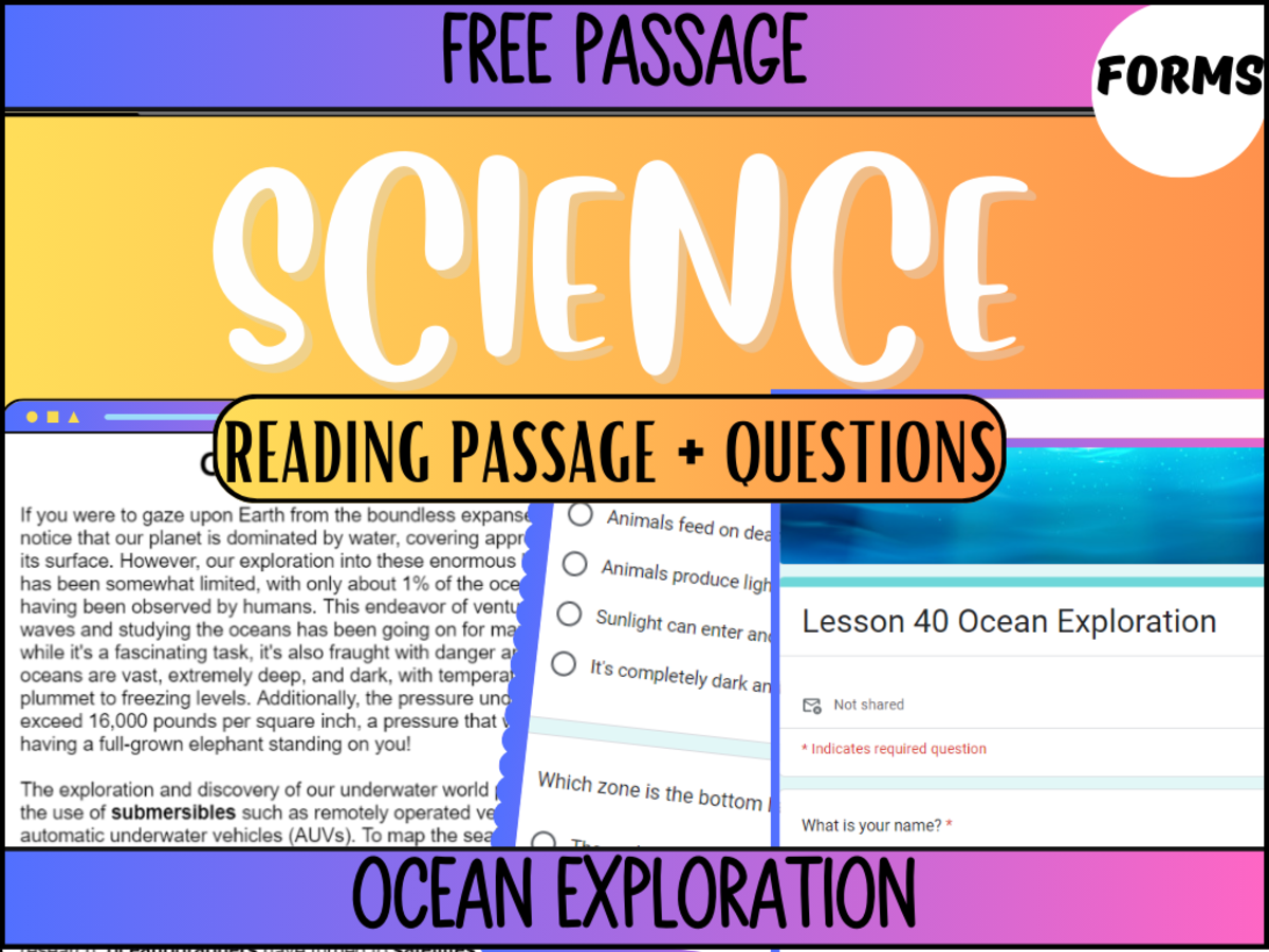 An educational teaching resource from Cored Education entitled Reading Passage 40: Ocean Exploration (Google Forms) downloadable at Teach Simple.