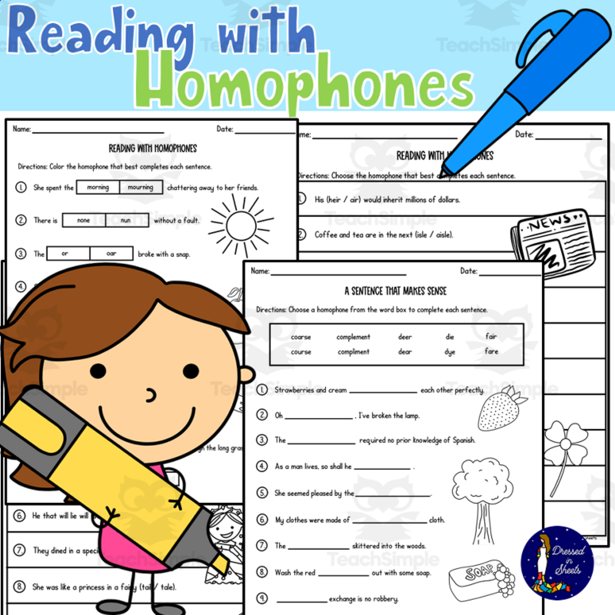An educational teaching resource from Soumara Siddiqui entitled Reading with Homophones downloadable at Teach Simple.